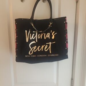 Victoria's Secret Black Tote with Gold Lettering
